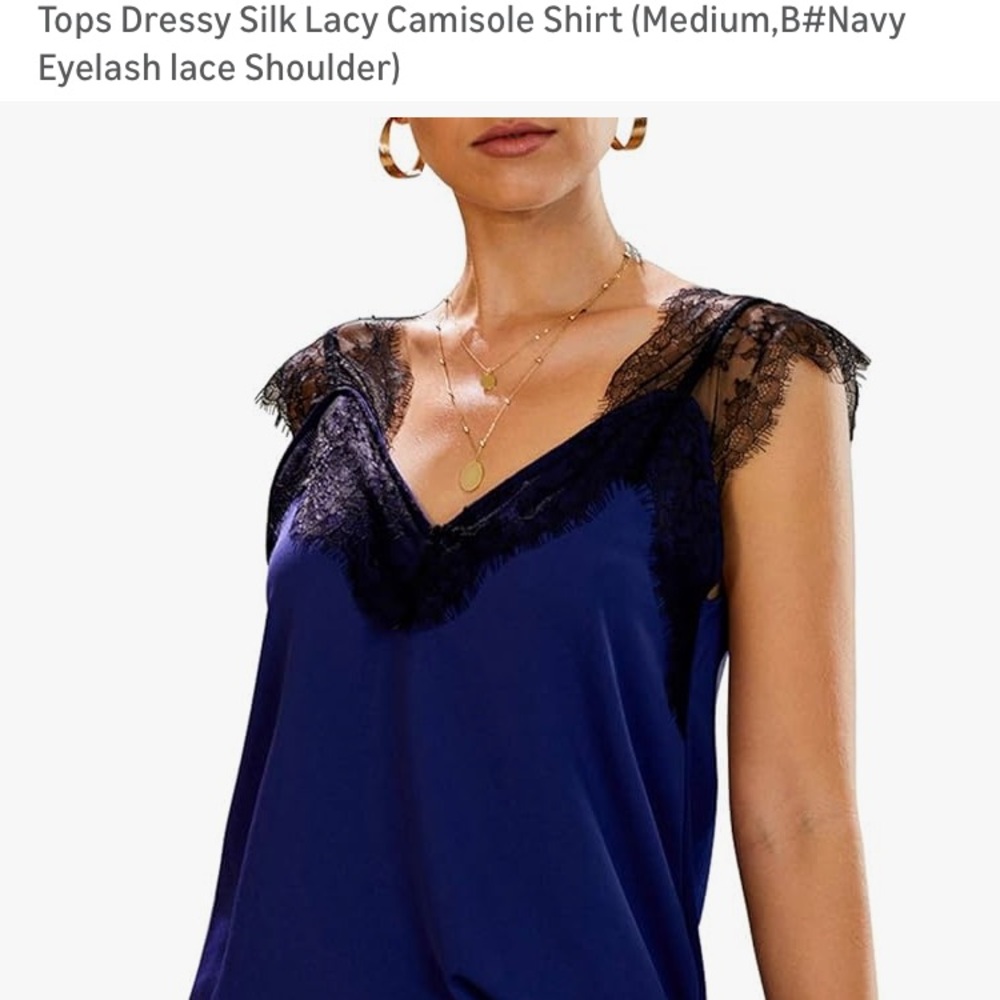 Elegant Navy Lace Camisole Top